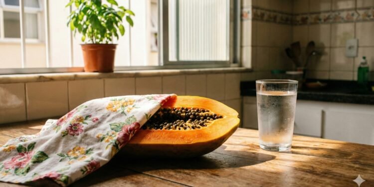 O mamão maduro é uma das frutas mais acessíveis para quem busca cuidar do fígado e do intestino no dia a dia