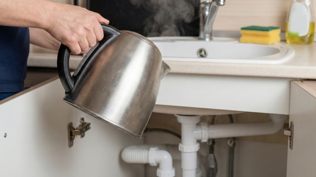 Poucos sabem por que jogar água quente na pia ajuda a evitar mau cheiro com o tempo