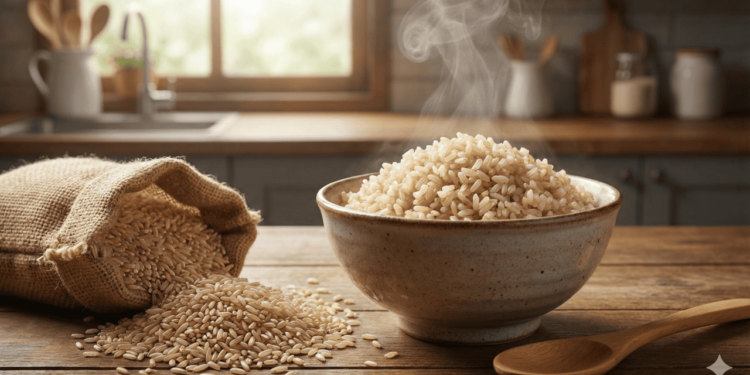 O arroz integral é rico em fibras, principalmente as insolúveis, que aumentam o volume das fezes e ajudam o intestino a funcionar de forma mais regular