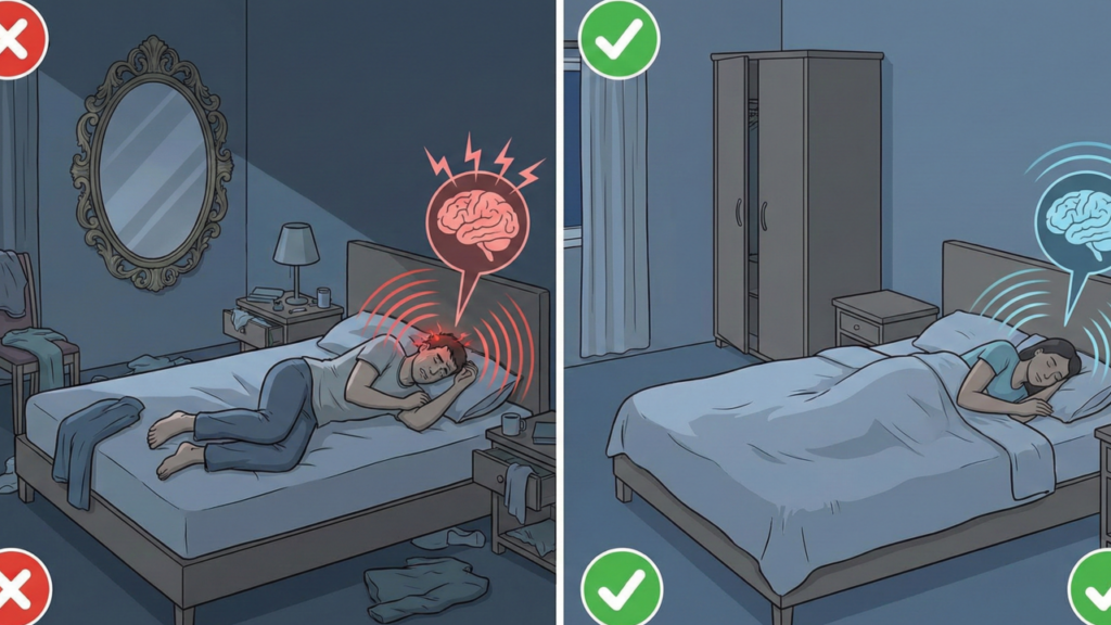 Poucos sabem o que significa dormir com um espelho virado para a cama