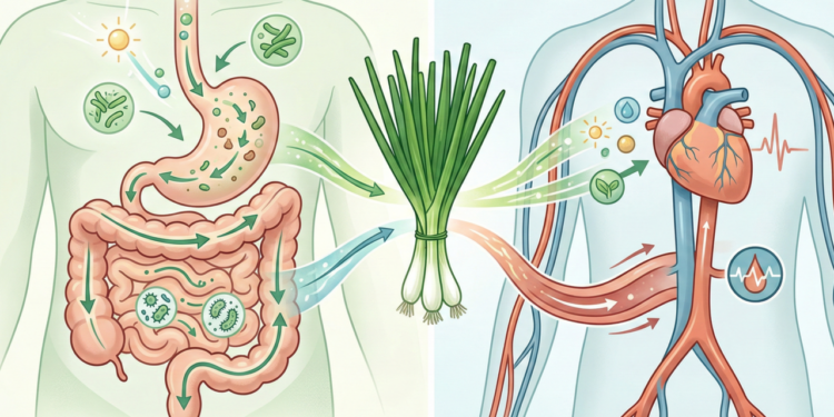 Como a cebolinha contribui para a digestão e controle da pressão