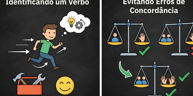 Explicando como identificar um verbo e evitar erros de concordância