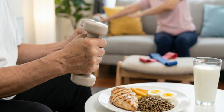 Sinais iniciais da sarcopenia no envelhecimento e proteínas e exercícios que combatem