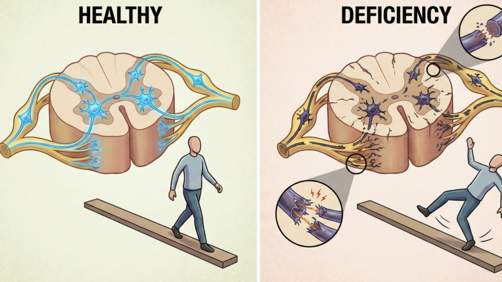 Deficiência de vitamina E: sintomas neurológicos e musculares graves