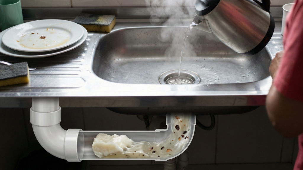 Poucos sabem por que jogar água quente na pia ajuda a evitar mau cheiro com o tempo