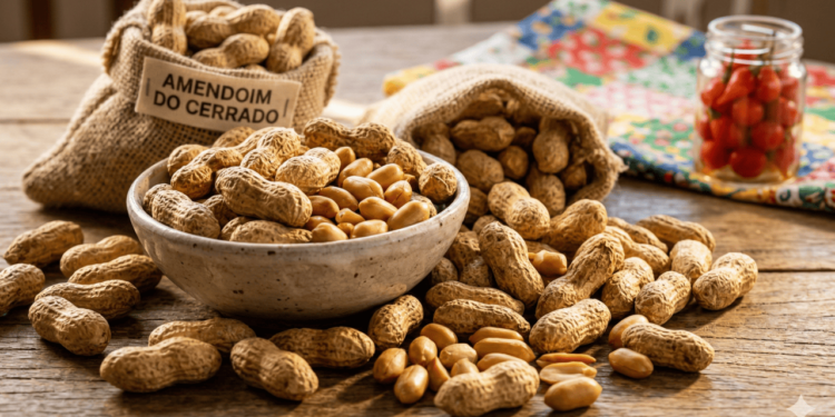 Em comparação com cereais e outras leguminosas, o amendoim concentra mais calorias em pequenas porções