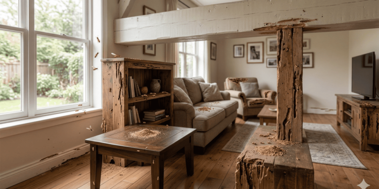 Existem diferentes espécies de cupim, mas os mais associados aos móveis são os cupins de madeira seca e os cupins subterrâneos