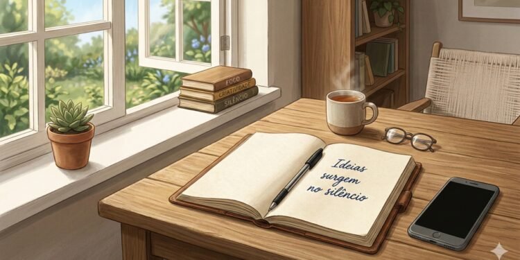 Momentos sem estímulos digitais ativam o modo criativo do cérebro e favorecem insights originais.