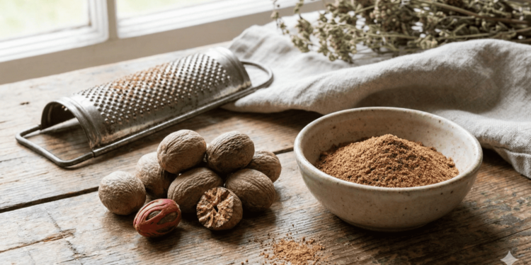 A noz-moscada é a semente do fruto da árvore Myristica fragrans, originária das regiões tropicais da Ásia