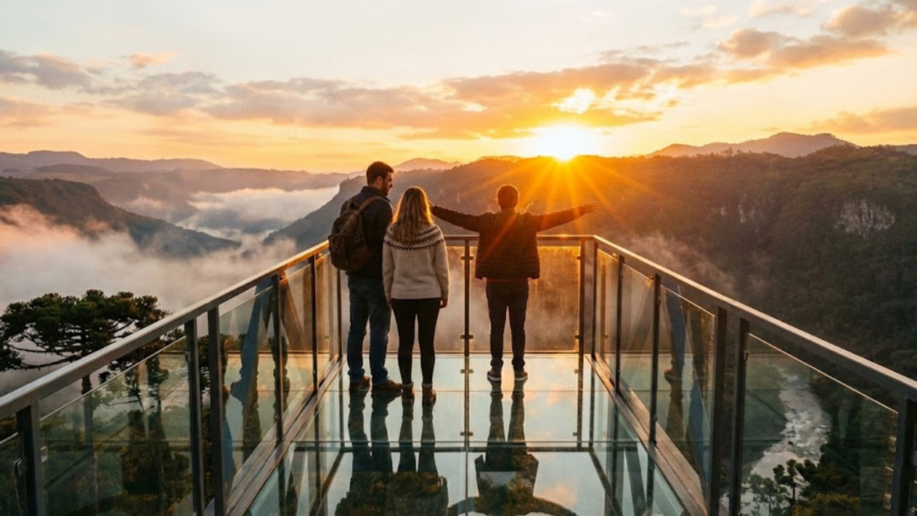 Com −9 °C e neve, a “Suíça Catarinense” revela montanhas cânions majestosos com frio intenso no coração da serra