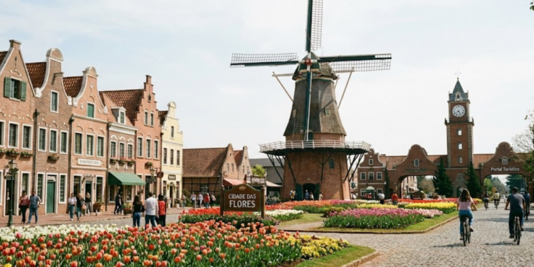 Com um moinho gigante de 38 metros, a “Holanda Brasileira” une três continentes e produz 40% das flores do Brasil
