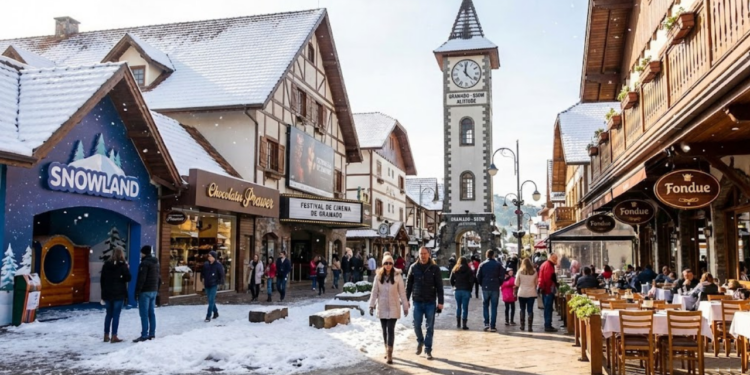 Uma cidade brasileira a 850m de altitude com neve o ano todo: fondue, cinema e 6 milhões de turistas na Serra Gaúcha