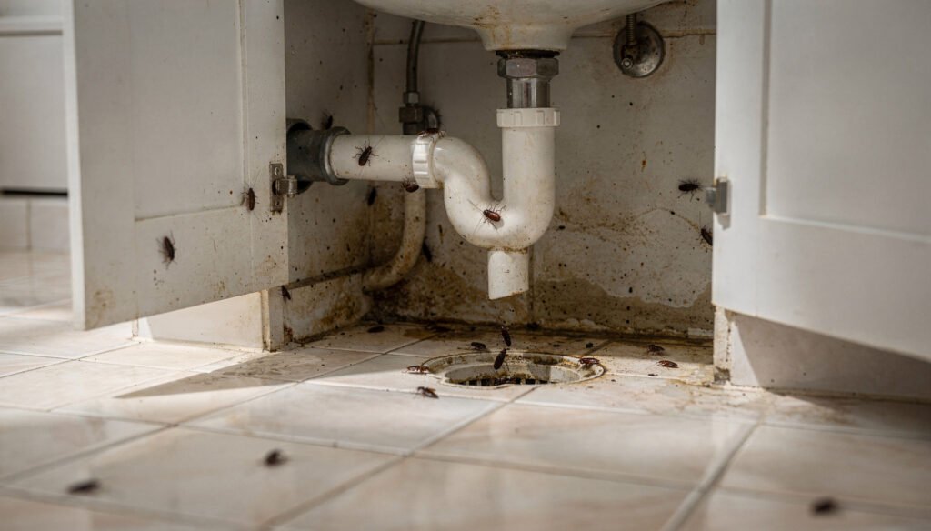 O que significa encontrar baratas pequenas saindo do ralo do banheiro?