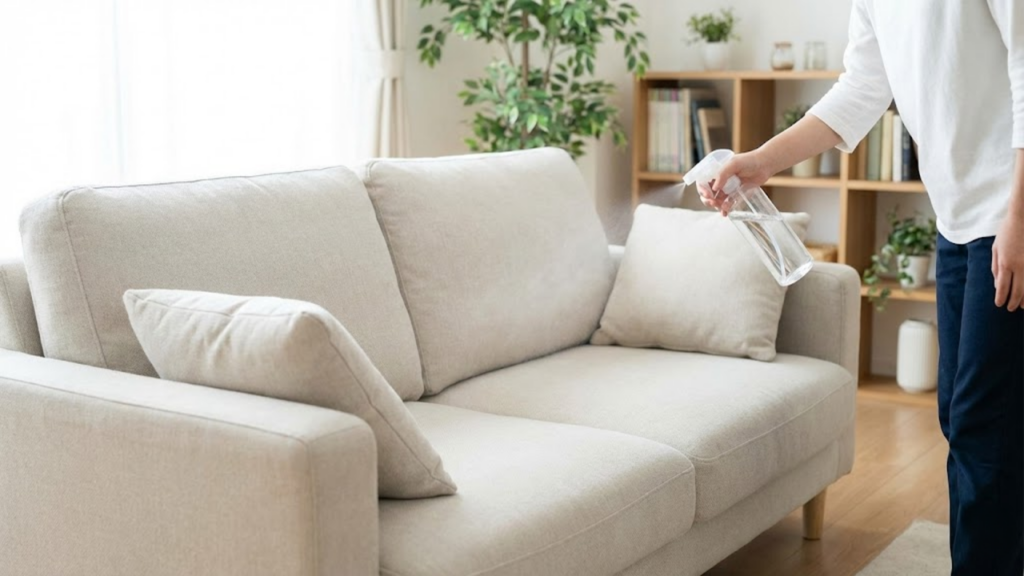 Mistura de ingredientes domésticos para higienização rápida de sofás e tecidos