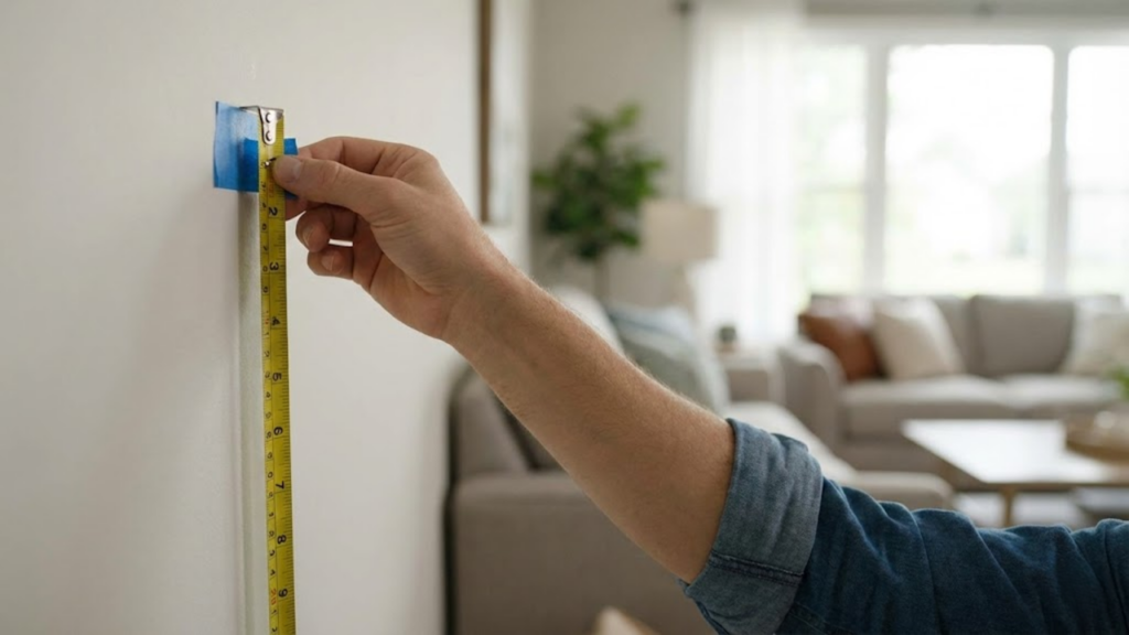 Televisão instalada em altura inadequada na parede causando desconforto e dor na região do pescoço