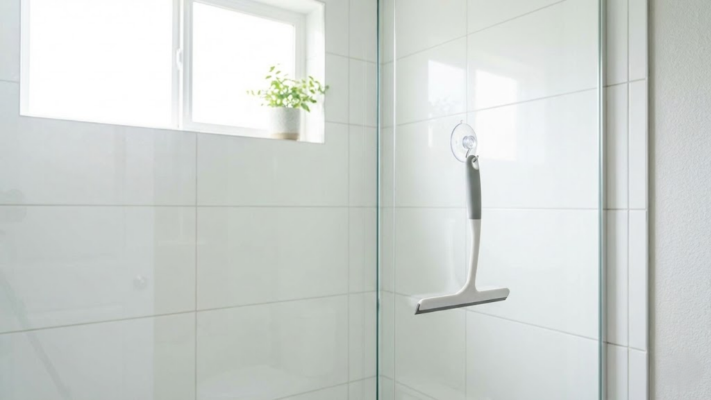 Macrofotografia detalhando a textura áspera e branca de manchas de calcário seco em um vidro de box sujo.