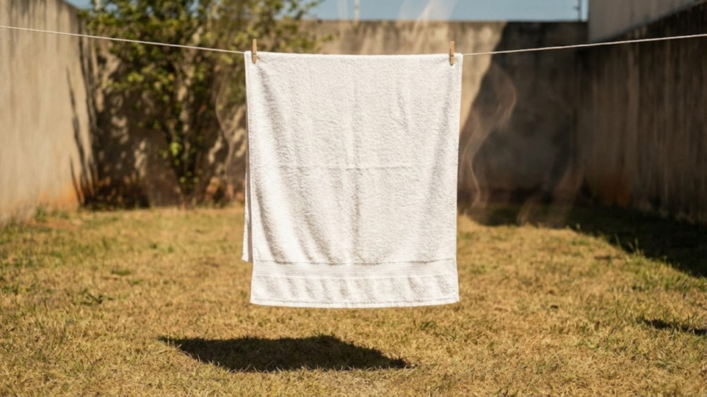 Exposição direta de tecidos ao calor solar resultando em textura rígida e áspera