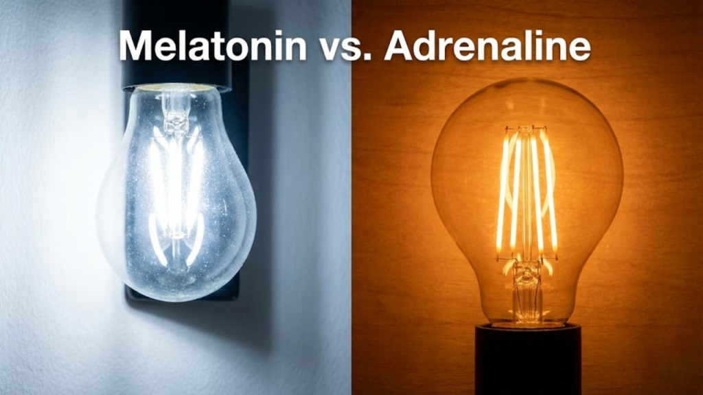 Quarto infantil decorado com luzes quentes que promovem um ambiente relaxante e calmo