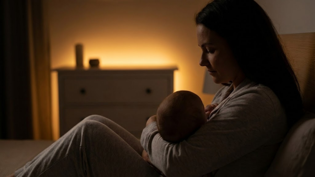 Quarto infantil decorado com luzes quentes que promovem um ambiente relaxante e calmo