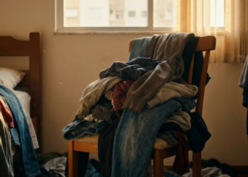 Trocador de fraldas portátil e dobrável aberto para uso em superfície externa