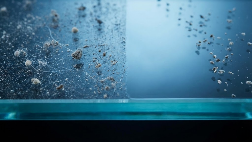 Macro comparativo: lado com poeira grudada vs. lado liso repelindo as partículas