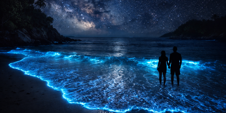 Poucos sabem qual é a explicação para o mar brilhar à noite em algumas praias