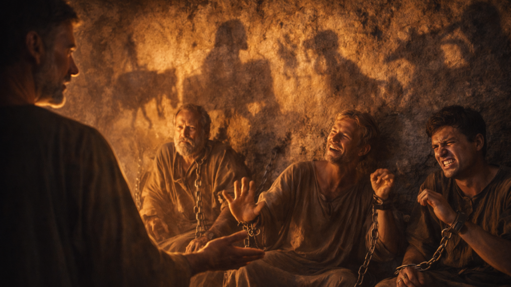 A metáfora de Platão que compara o conhecimento a sair de uma caverna e traz uma lição que atravessa séculos