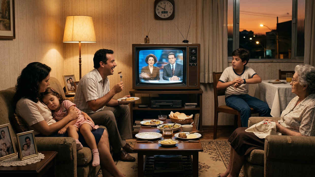 Houve uma época em que as famílias assistiam televisão juntas na sala