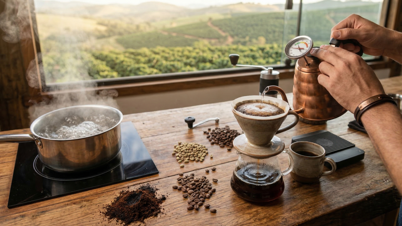 Barista profissional explica: “O café perfeito não vem de ferver a água, vem da temperatura ideal antes da extração”