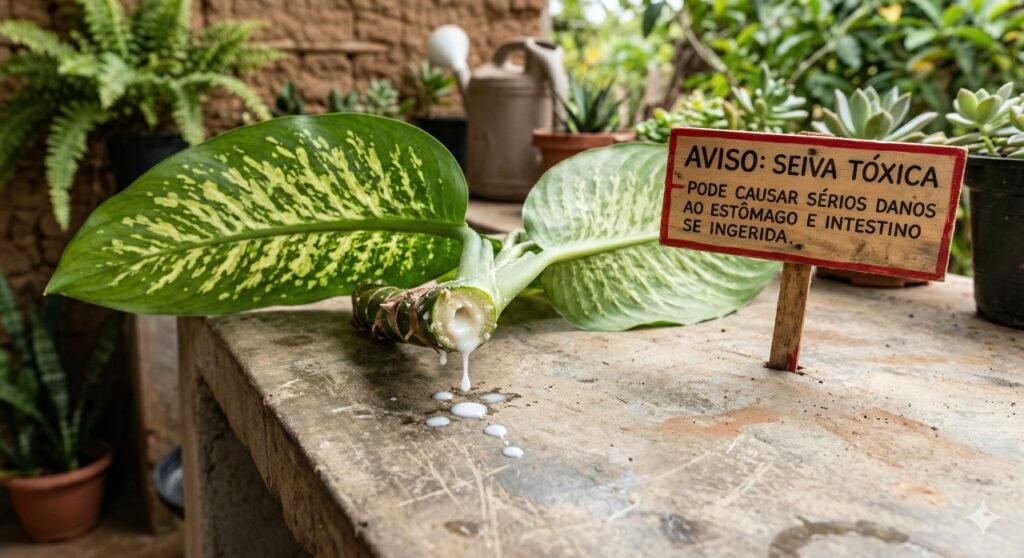 A seiva leitosa liberada pela planta é a principal responsável pelos sintomas digestivos