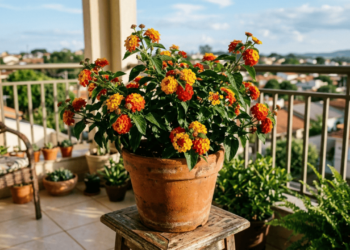 Essa planta pode ser cultivada em vaso pequeno e surpreende com flores que mudam de cor
