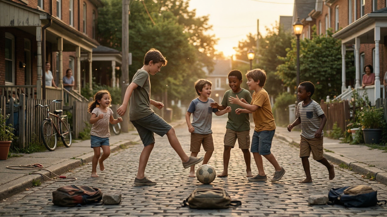 Houve uma época em que crianças brincavam na rua até o pôr do sol