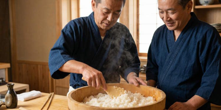 Sushimen japoneses concordam, para deixar o arroz mais saboroso e brilhante, o segredo está no tempero ainda quente