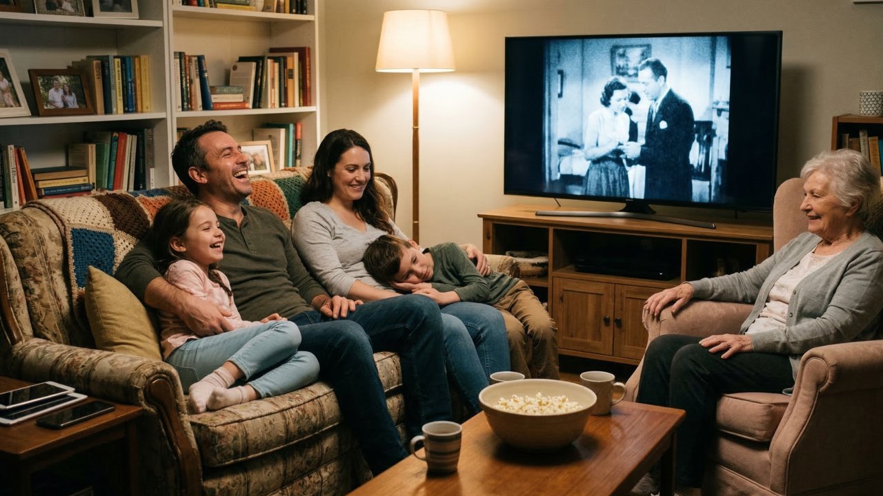 Houve uma época em que as famílias assistiam televisão juntas na sala