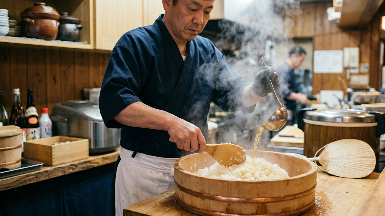 Sushimen japoneses concordam, para deixar o arroz mais saboroso e brilhante, o segredo está no tempero ainda quente