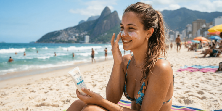 O protetor solar com cor é um fotoprotetor que, além de proteger contra raios UVA e UVB