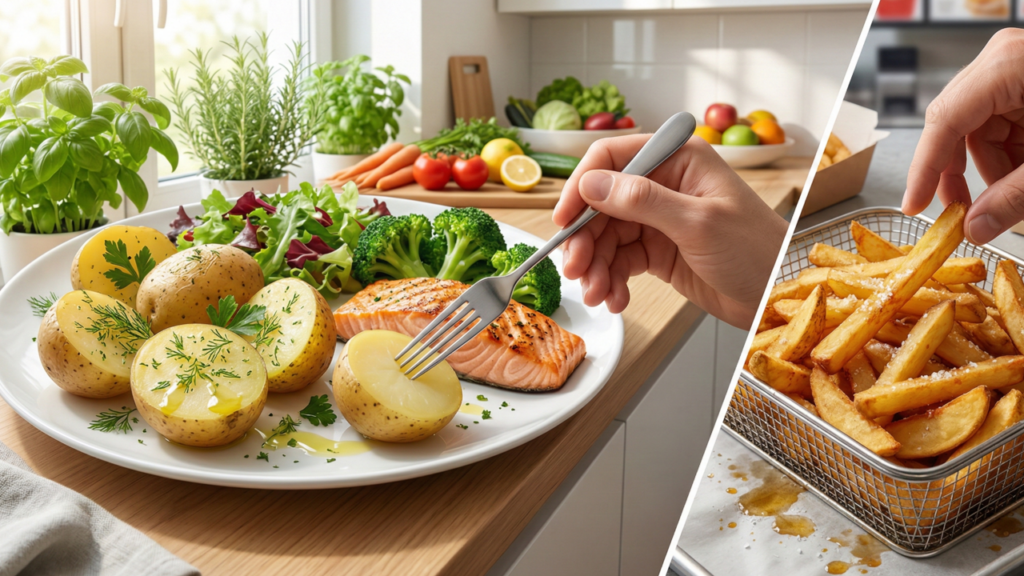 Batata inglesa ou arroz branco, qual oferece mais saciedade e nutrientes