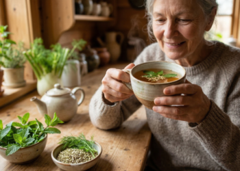 Aprenda a fazer o chá de hortelã com erva-doce que ajuda idosos no alívio do inchaço e da digestão lenta