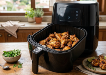 Frango à passarinho na airfryer, o truque para ficar crocante por fora e suculento por dentro sem usar óleo