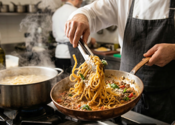 Chef Massimo Bottura: “O macarrão perfeito não termina na panela, ele finaliza na frigideira com o molho”