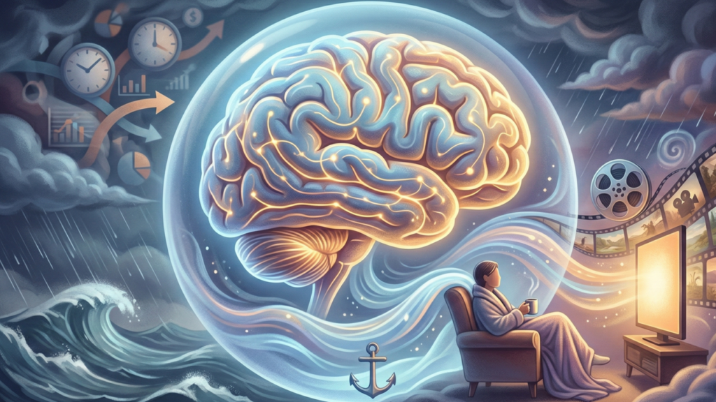 Por que algumas pessoas reassistem filmes de conforto em momentos de estresse, explorando os mecanismos da ansiedade e da previsibilidade cerebral