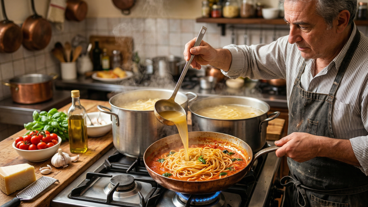 Chefs italianos concordam, para deixar o macarrão mais saboroso e soltinho, o segredo é finalizar na água do próprio cozimento