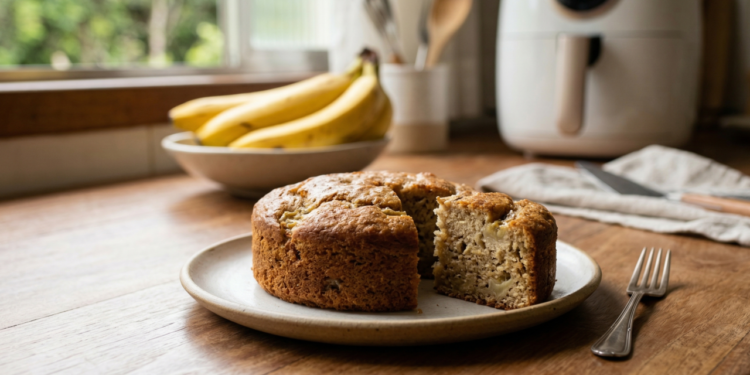 Este bolo de banana com 3 ingredientes na air fryer está surpreendendo quem quer sobremesa rápida e saudável