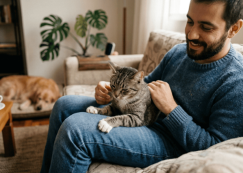 O que significa quando o gato começa a amassar com as patas no colo do tutor