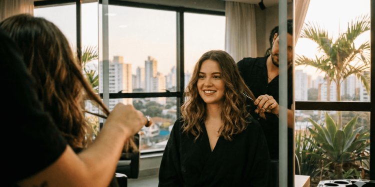 Ele dá a sensação de volume porque o comprimento médio não pesa tanto quanto cabelos muito longos