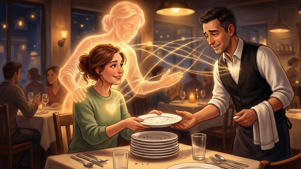 Do ponto de vista psicológico, o que significa ajudar os garçons a limpar as mesas em um restaurante