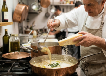 Chefs italianos concordam: “O verdadeiro risoto não leva creme de leite, mas caldo e parmesão”