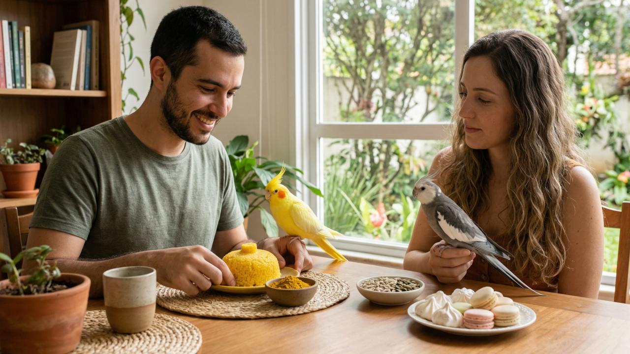 Nomes criativos para calopsita inspirados em comida que estão fazendo sucesso entre donos de aves