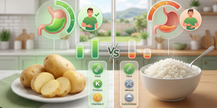 Batata inglesa ou arroz branco, qual oferece mais saciedade e nutrientes