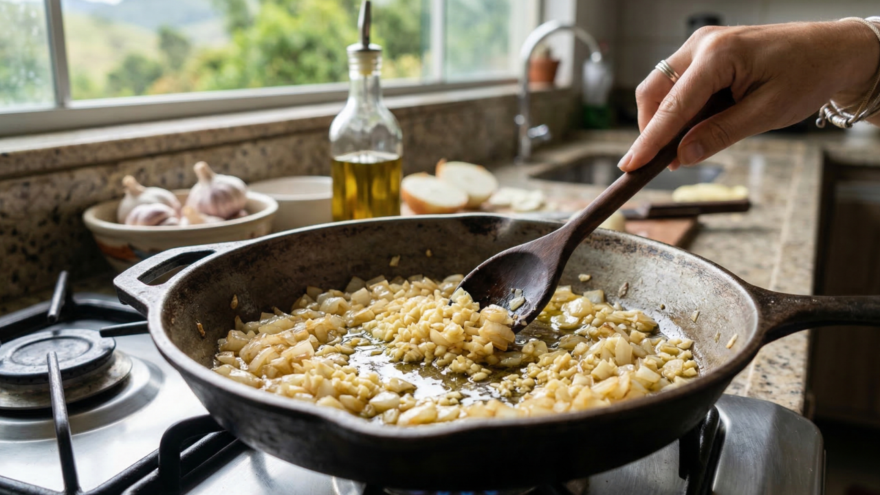 Chef Paola Carosella revela: “O molho de tomate caseiro não começa no fogo alto, começa refogando lentamente o alho e a cebola”